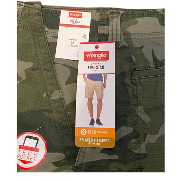Wrangler camo relaxed fit stretch cargo shorts-32, 46 - Picture 3 of 8